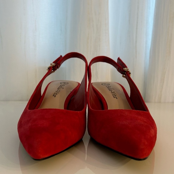 NEW Bella Vita The Scarlett Italian Leather Red Slingback Kitten Heels Size 8,5 - Picture 4 of 10